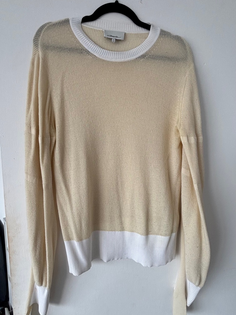 3.1 Phillip Lim Cream Sweater with White Rib Trim